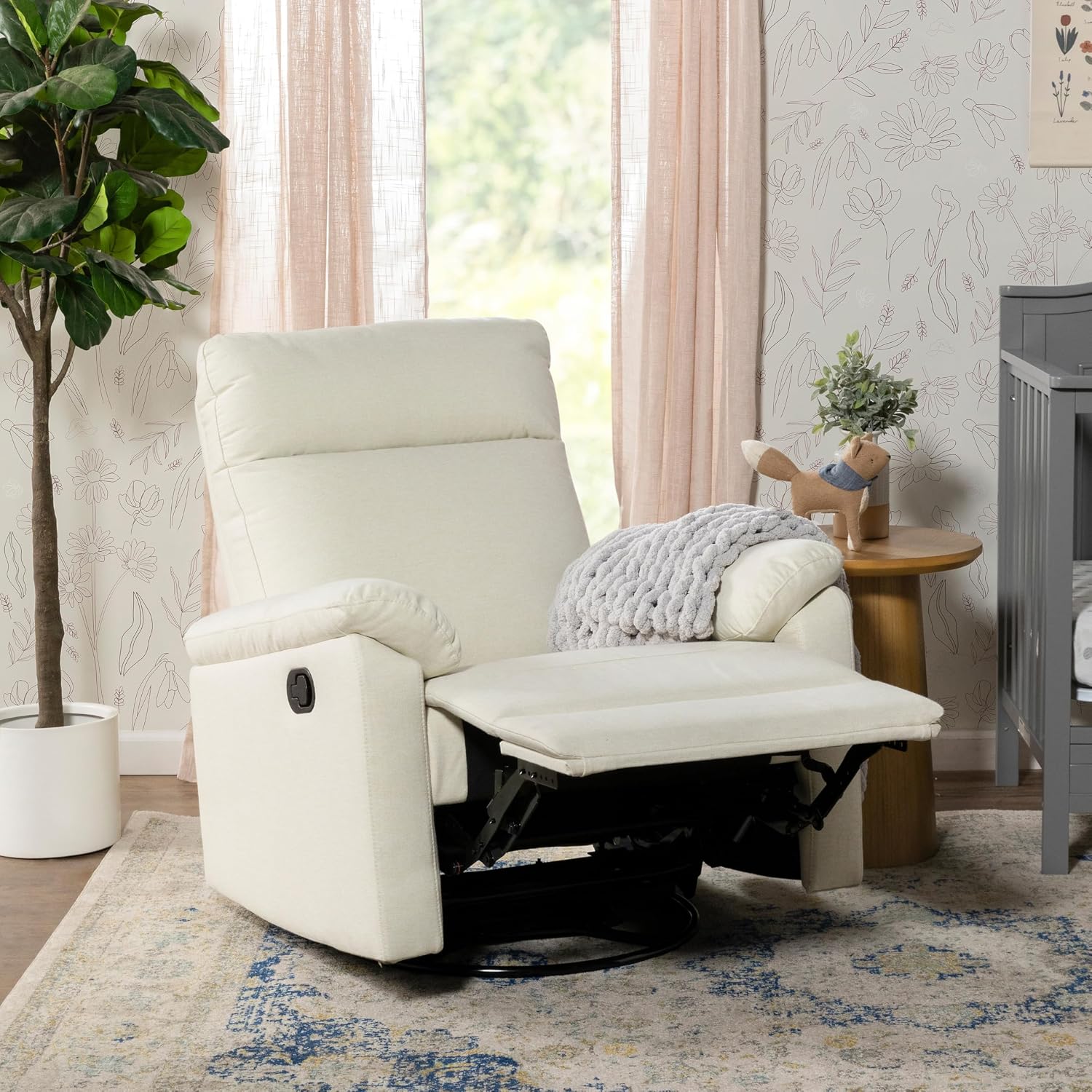 Davinci Suzy Swivel Recliner in Vanilla, GREENGUARD Gold & CertiPUR-US® Certified