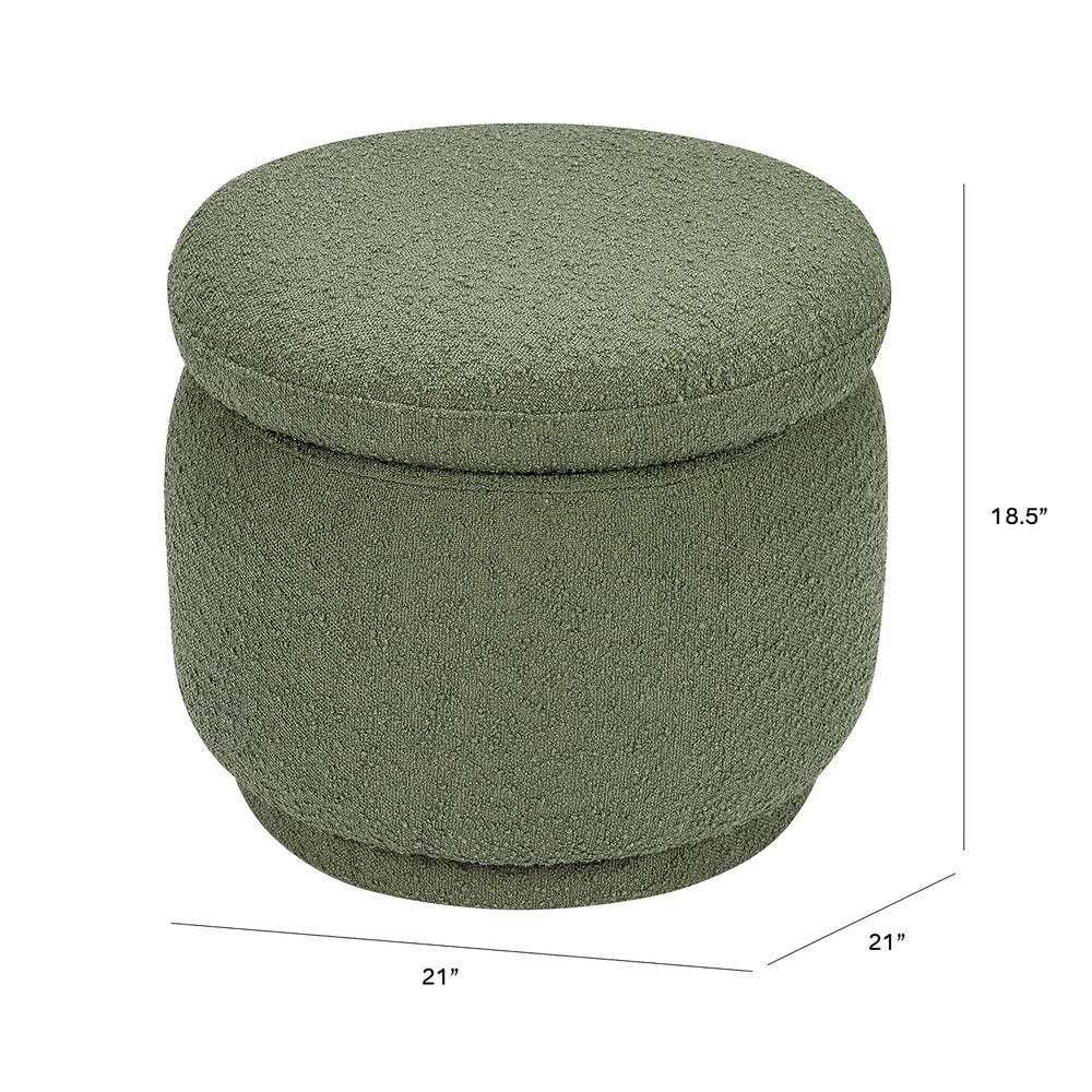 Enoki Storage Ottoman in Olive Boucle, Greenguard Gold Certified