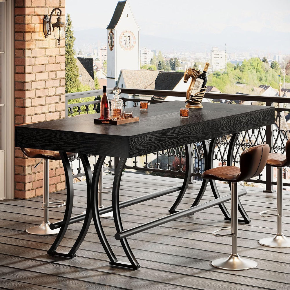 Tribesigns 63" Counter Height Bar Table with Metal Footrest, Rectangular...