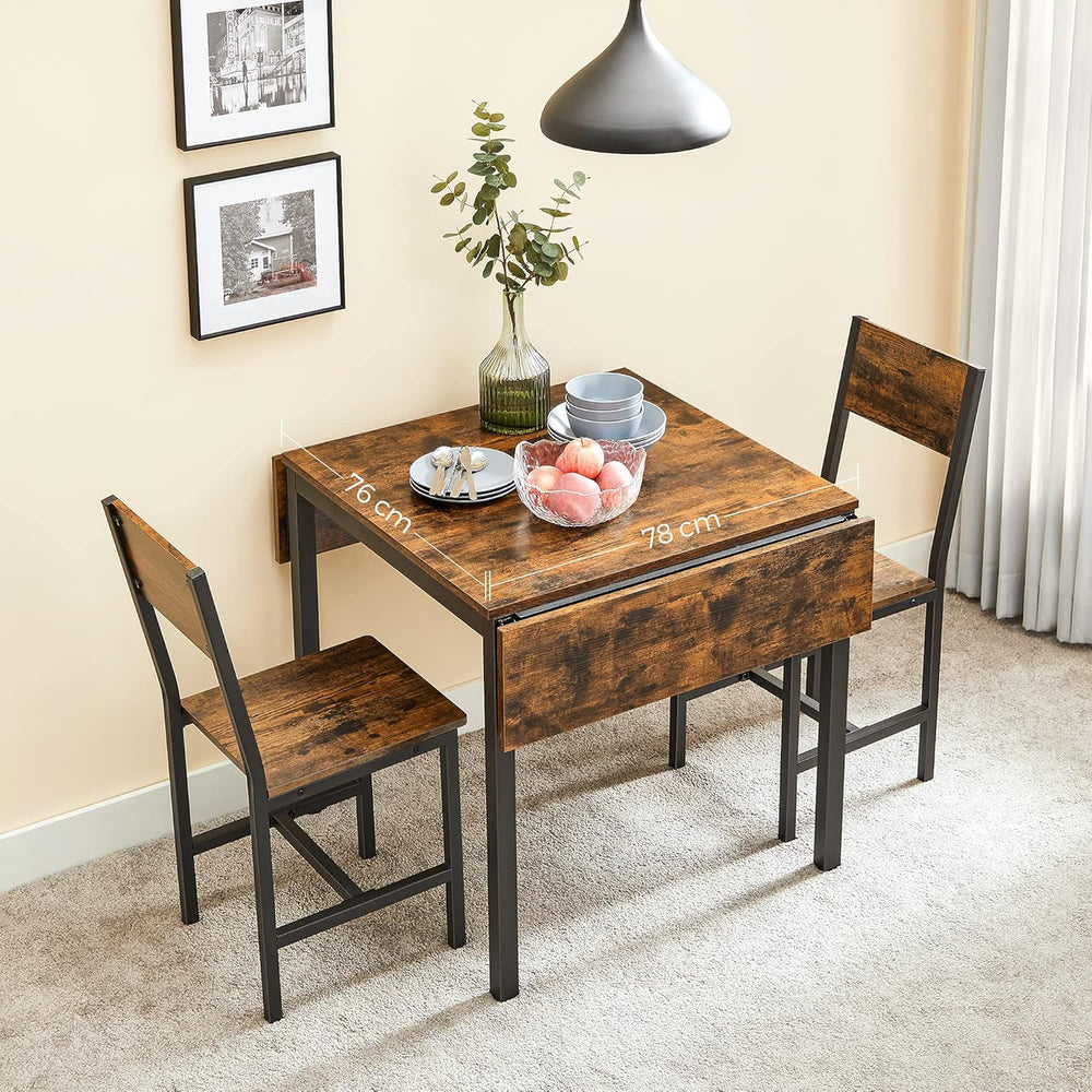 VASAGLE Extendable Dining Table Set for 2 with 2 Chairs, 33.3-47.3 Inches | D...