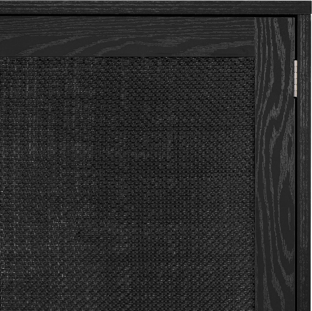 Finnhomy Sideboard Buffet Kitchen Storage Cabinet with Black Painted Rattan D...