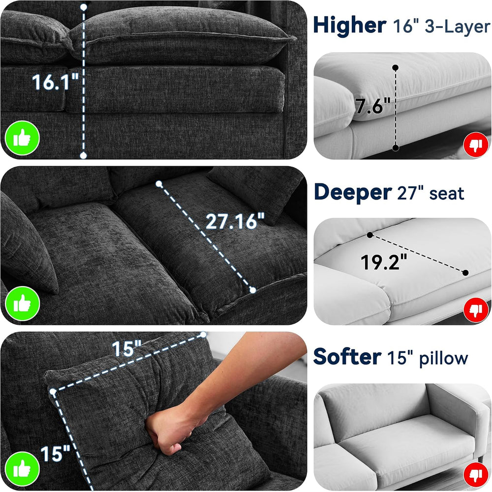 Loveseat Sofa Couch 2 Piece Set, Small Compact 50" Love Seat 27" De...