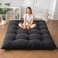 MAXYOYO Japanese Floor Mattress Full Size, 6" Foldable Futon Mattress Tufted Roll Up Floor Bed, Thick Chenille Tatami Mat Sleeping Pad for Camping Guest Room Dormitory Bedroom RV, Black