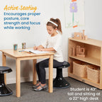 ECR4Kids ACE Active Core Engagement Wobble Stool, 15-Inch Seat Height, Flexible Seating, Black | Durable plastic, GREENGUARD Gold Certified, 7-9 years, 150 lb capacity, fully assembled, flexible seating for classroom use