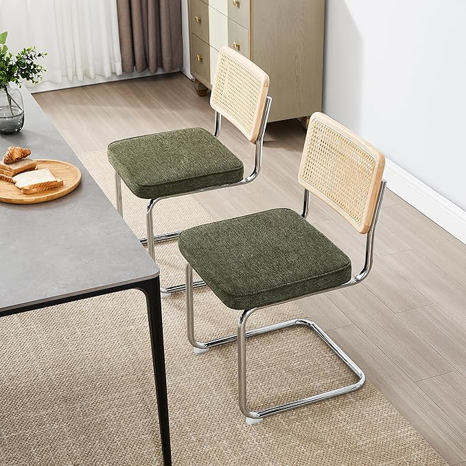 Zesthouse Natural Rattan Dining Chairs Set of 6, Mid Century Modern Dining Ch...
