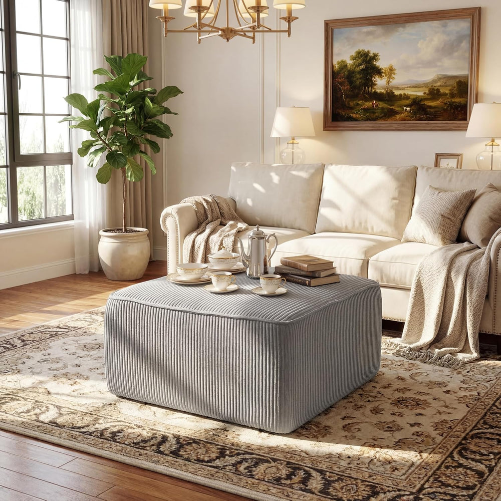 Christopher Knight Home Kyle Corduroy Woven Upholstery Square Ottoman, Living...