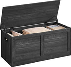 VASAGLE Storage Chest, Storage Trunk with 2 Safety Hinges, Storage Bench, Shoe Bench, Farmhouse Style, 15.7 x 39.4 x 18.3 Inches, for Entryway, Bedroom, Living Room, Charcoal Gray ULSB164B01