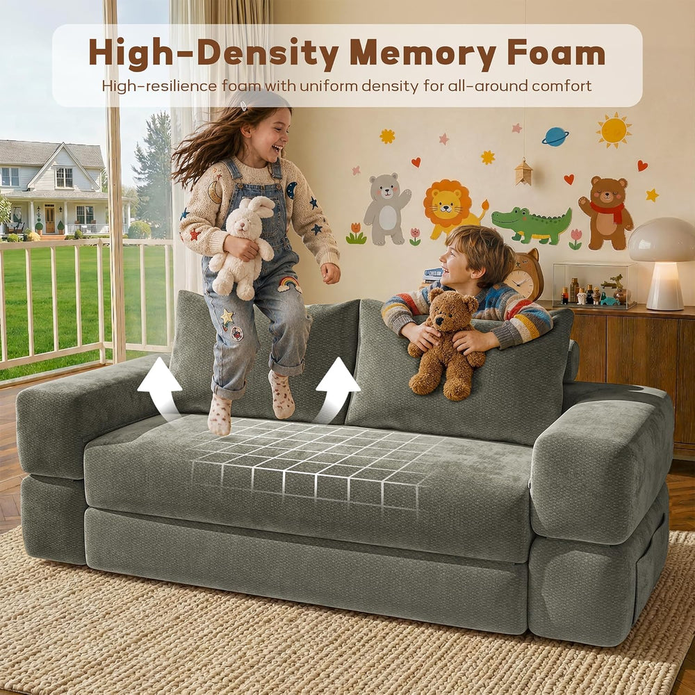 75'' Folding Convertible Sofa Bed with Large Pillow, 4-in-1 Foldable ...