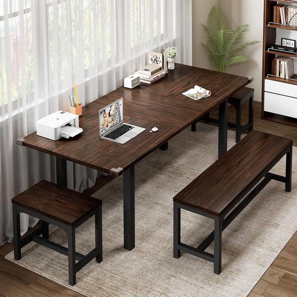 Feonase 5-Piece Dining Table Set for 4-8 People, 63" Extendable Kitchen ...