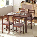 HOMCOM 5-Piece Solid Wood Dining Table Set for 4, Farmhouse Kitchen Table with Upholstered Chairs for Small Space, Dining Room, Breakfast Nook, Light Brown and Brown