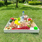 White Rectangular 18x20 Inches Acrylic Ottoman Tray Decorative Serving Tray with Cutout Handles Organizer Tray on Coffee Table Countertop Big Breakfast Bed Tray Living Room Appetizer Serving Food