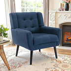 NicBex Modern Accent Chair for Living Room Upholstered Foam Filled Living Room Chairs with Metal Legs Linen Cozy Lounge Armchair for Living Room Bedroom,Blue