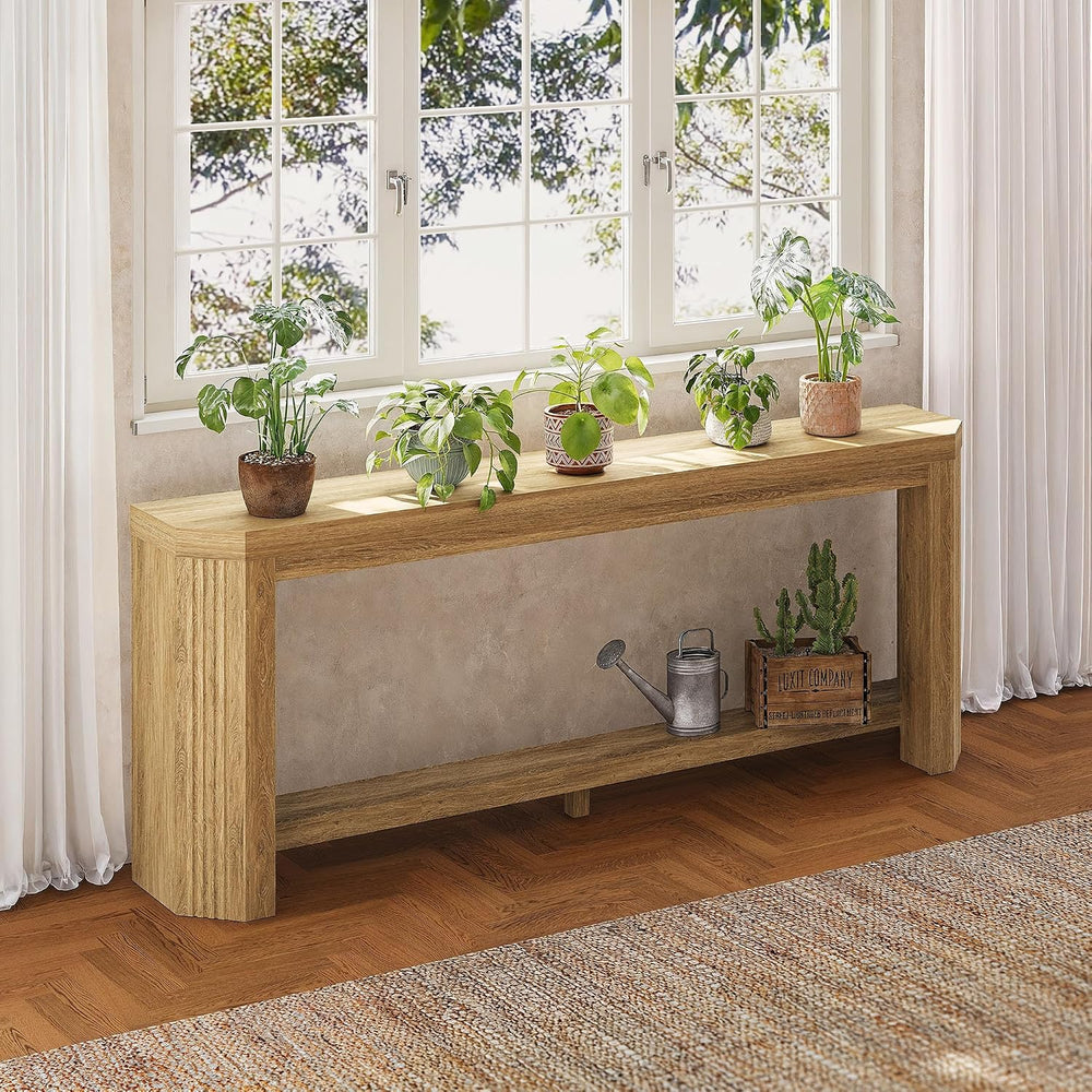 70" Console Table for Entryway, Narrow Long Sofa Table Behind Couch, Woo...