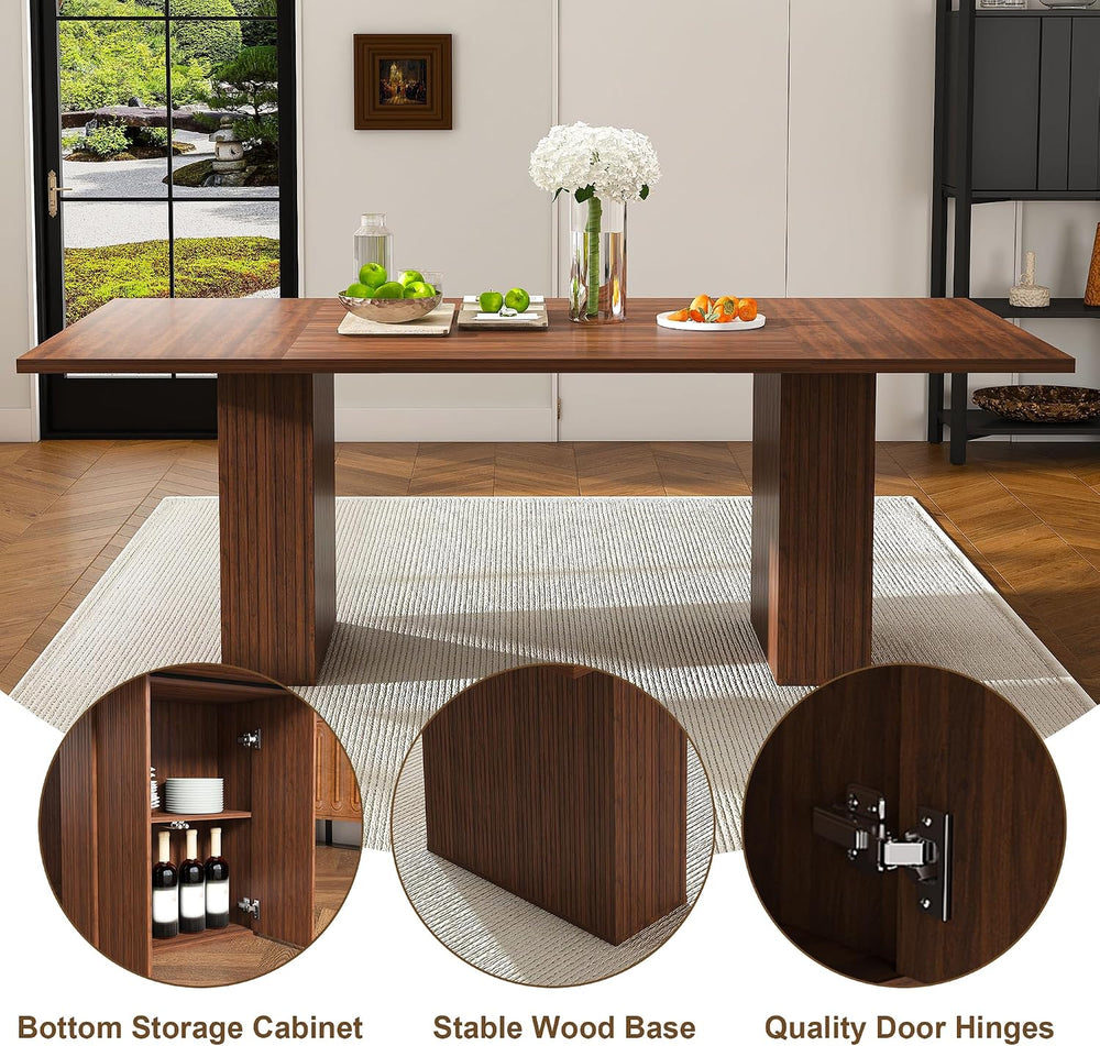 Rectangle Dining Table for 4-6, 78" Modern Dining Room Table with 2-Tier...