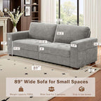 Hanherry Couch for Living Room, Modern Comfy Sofa with Medium Firm Seat Cushion, Removable Cover,Wide Armrest,USB/Type-C Port,Chenille Fabric Couches for Small Space,Apartment (Gray, 89 inch)