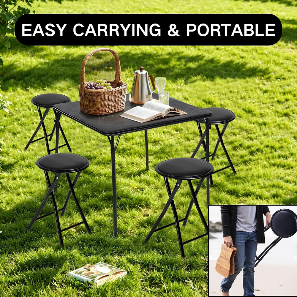 Homy Casa 18-Inch Backless Folding Stools with Soft Seat, Portable Waterproof...