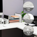 Mind Reader Desktop Organizer, File Storage, Paper Tray, Workspace, Office, Metal Mesh, 16.75" L x 9.15" W x 6" H, White