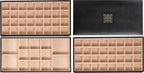 Glenor Co Earring Organizer Tray - 3 Large Stackable Trays with Lid -77 Slot Classic Jewelry Storage Display Case for Drawer or Dresser - Holder for Earring Ring Necklace or Cufflinks