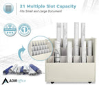 AdirOffice Adir Blue Print Storage Organizer - Mobile Roll File Cart, Construction Plan Holders, Blueprint Cabinet with Wheels, Roll Files Storage for Office and Home (21 Slots, White)