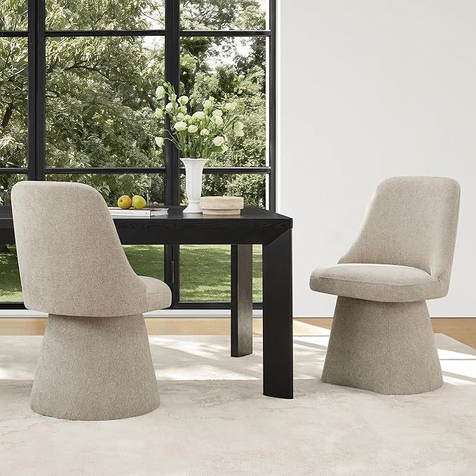 Swivel Dining Chairs Set of 2, Upholstered Mid Century Modern Deskchair with ...