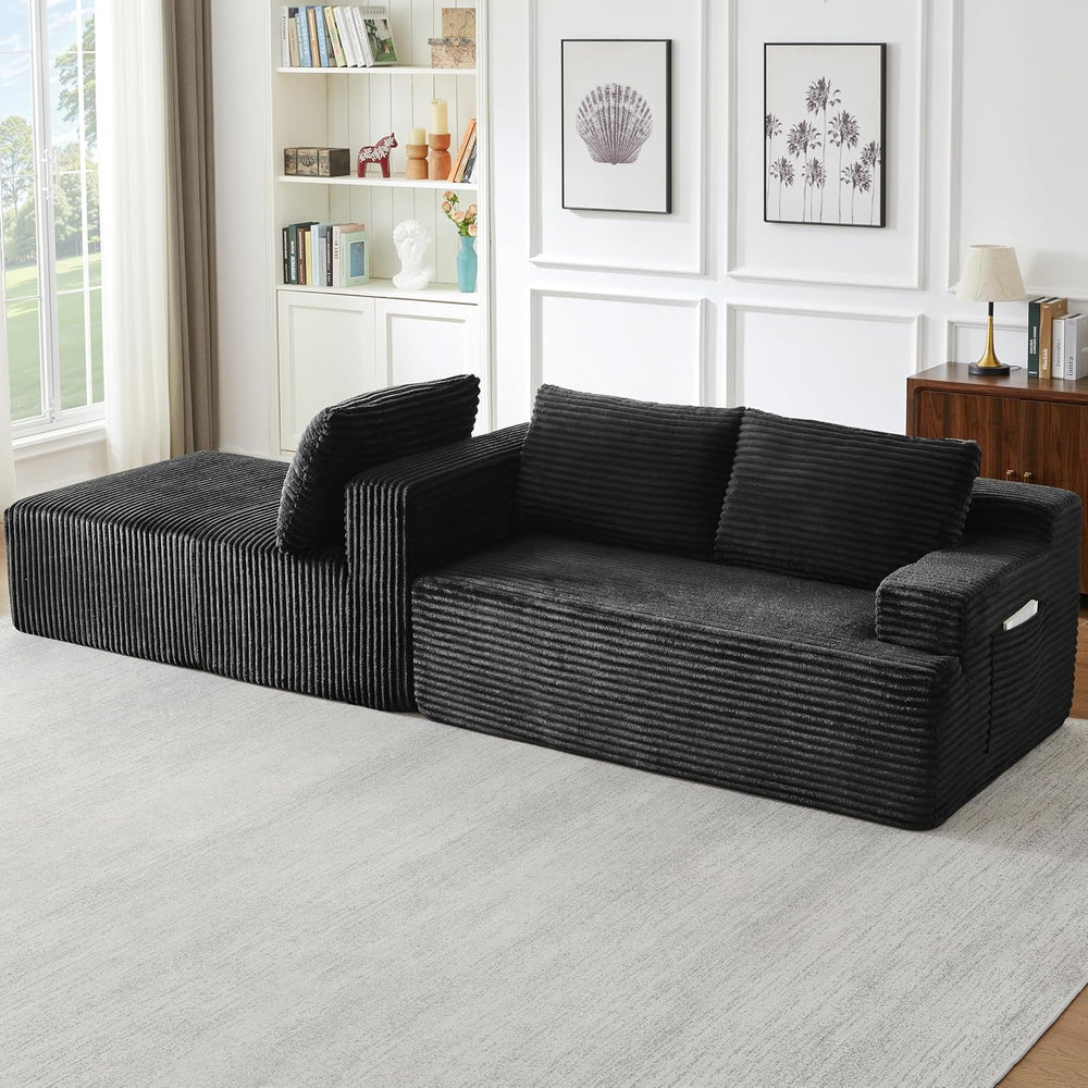 Eafurn 96" L Shaped Cloud Sectional Couch with Chaise, Deep Seat Modular...
