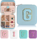 Parima Small Jewelry Box for Girls, Travel Initial Jewelry Boxs for Girls | Small Jewelry Organizer Box | Travel Jewelry Case Jewelry Organizer | Mini Jewelry Case - Letter G, Sky Blue