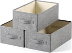 Linen Folding Storage Bins, 3 Pack Large Storage Baskets, Washable, Clothing Storage Bins with Handle, Closet Organizer for Storage Sweater,Sheets(dark grey, 16"x9½"x6¾")