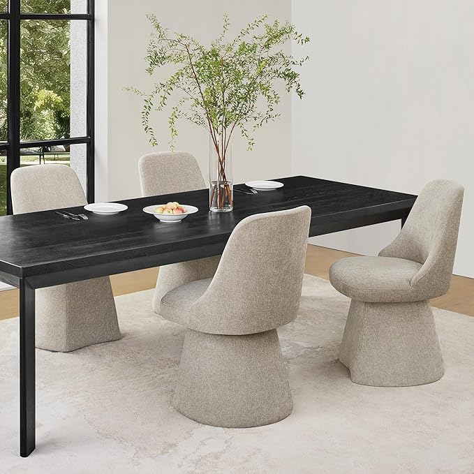 Swivel Dining Chairs Set of 2, Upholstered Mid Century Modern Deskchair with ...