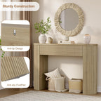 MECHYIN 47" Console Table, Fluted Sofa Table with Sturdy Construction, Small Curved Entryway Table for Entrance, Behind The Couch, Hallway, Living Room, Foyer