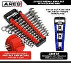 ARES 62043-2-Piece Wrench Rack Set with Locking Bar - SAE Rack Holds 1/4-Inch to 1-Inch Sizes - Metric Holds 6 to 25mm Sizes - Locking Metal Clip Secures Wrenches