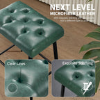 STOOLINK Bar Stools Set of 2, 24 Inch Counter Height Bar Stool for Kitchen Island, Modern Bar Hight Stools with Sturdy Metal Base and Thickened Saddle Cushion, 330Lbs, Green