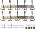 Dseap Wall Mounted Coat Rack - 5 Tri Hooks, Heavy Duty, Stainless Steel, Metal Coat Hook Rail for Coat Hat Towel Purse Robes Mudroom Bathroom Entryway (Bronze, 2 Packs)