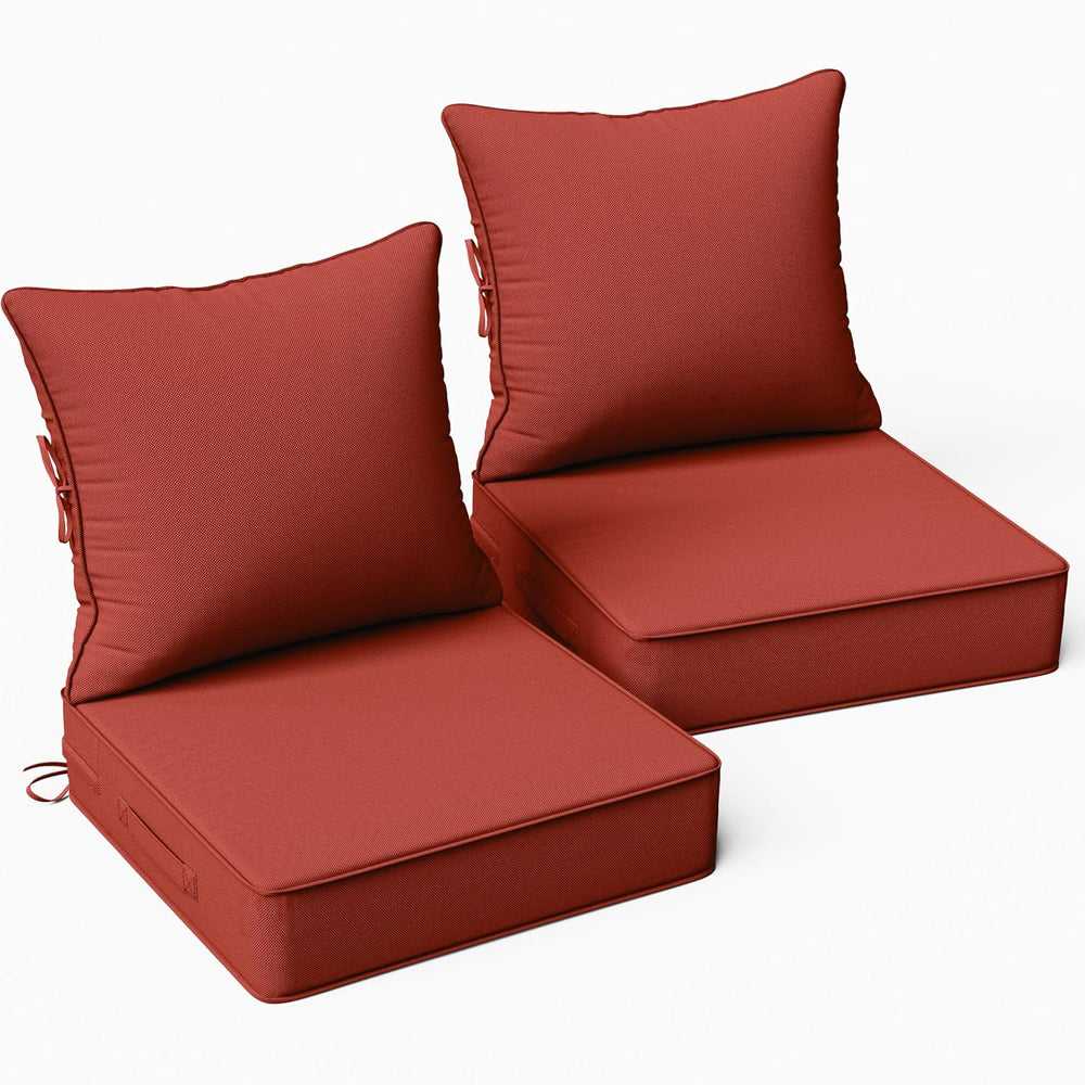 2Pcs Outdoor Seat Cushions 22×24, Waterproof for Patio Chairs, Terra Red
