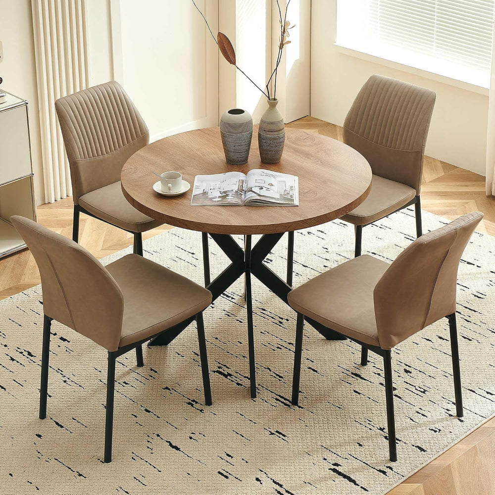 Comfortable Dining Chairs Set of 4 Upholstered Faux Leather Cushion Seat | Er...