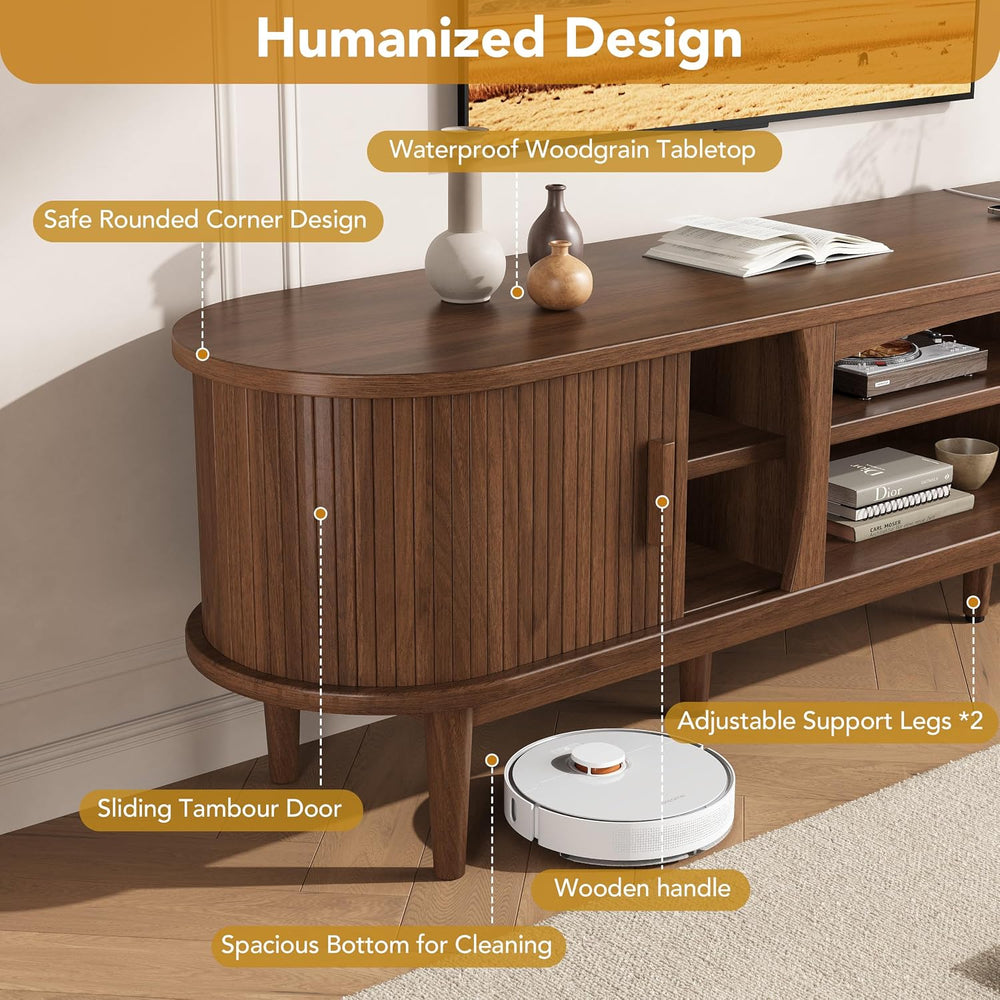Decofy 69" Fluted TV Stand for TVs Up to 80" with Charging Station,...
