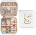 Parima Christmas Stocking Stuffers Gifts for Teenage Girls, Women | Proposal Unique Travel Essentials Small Jewelry Box Case-Initial S White