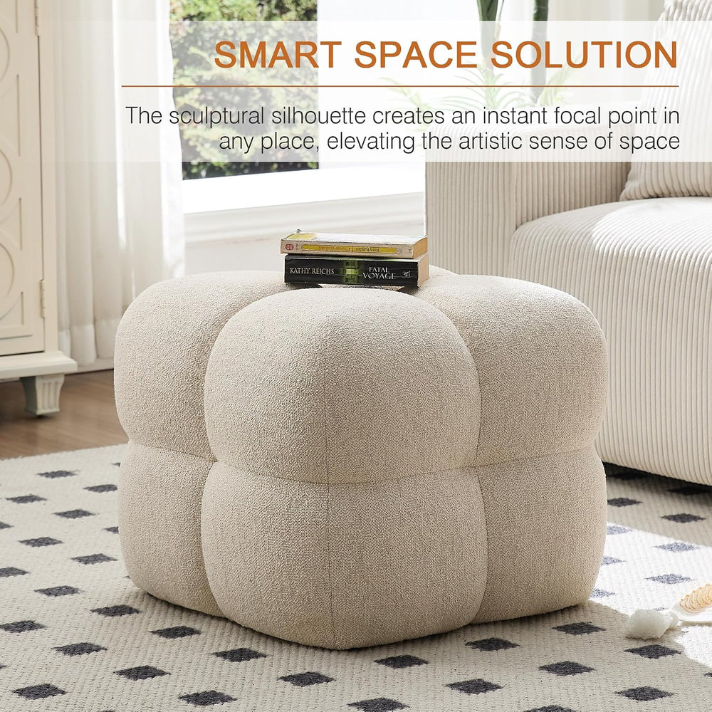 Zesthouse Square Pouf Ottoman Footstool, Modern Vanity Chair for Bedroom | Li...