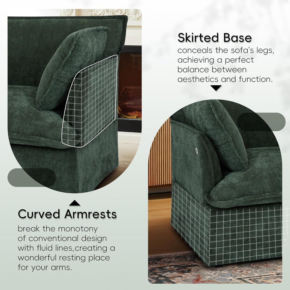 ERYE 47" Chenille Upholstered Accent Chair Wide Seat Armchair for Living...