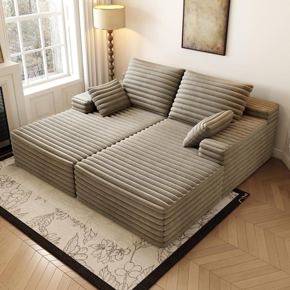80” Oversized Double Lounge Chaise,Cloud Plush Sofa Bed,Upholstered Cloud Sof...