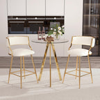 Round Bar Table, 37.4" High Pub Table, 31" Small Cocktail Table with Metal Base & Glass Top, for Small Spaces, Bistro Pub, Cafe(Gold)