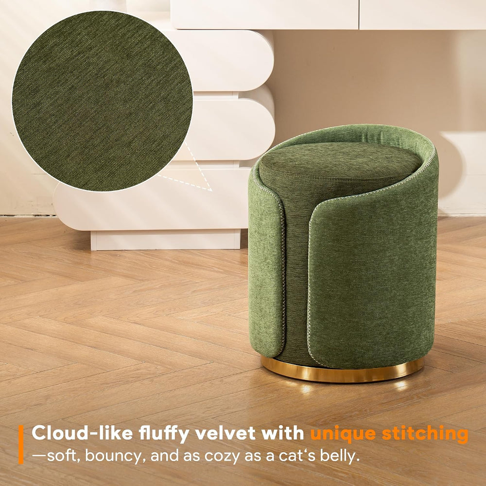 Swivel Vanity Stool with Gold Base Comfy Vanity Chair Modern Round Stool for ...