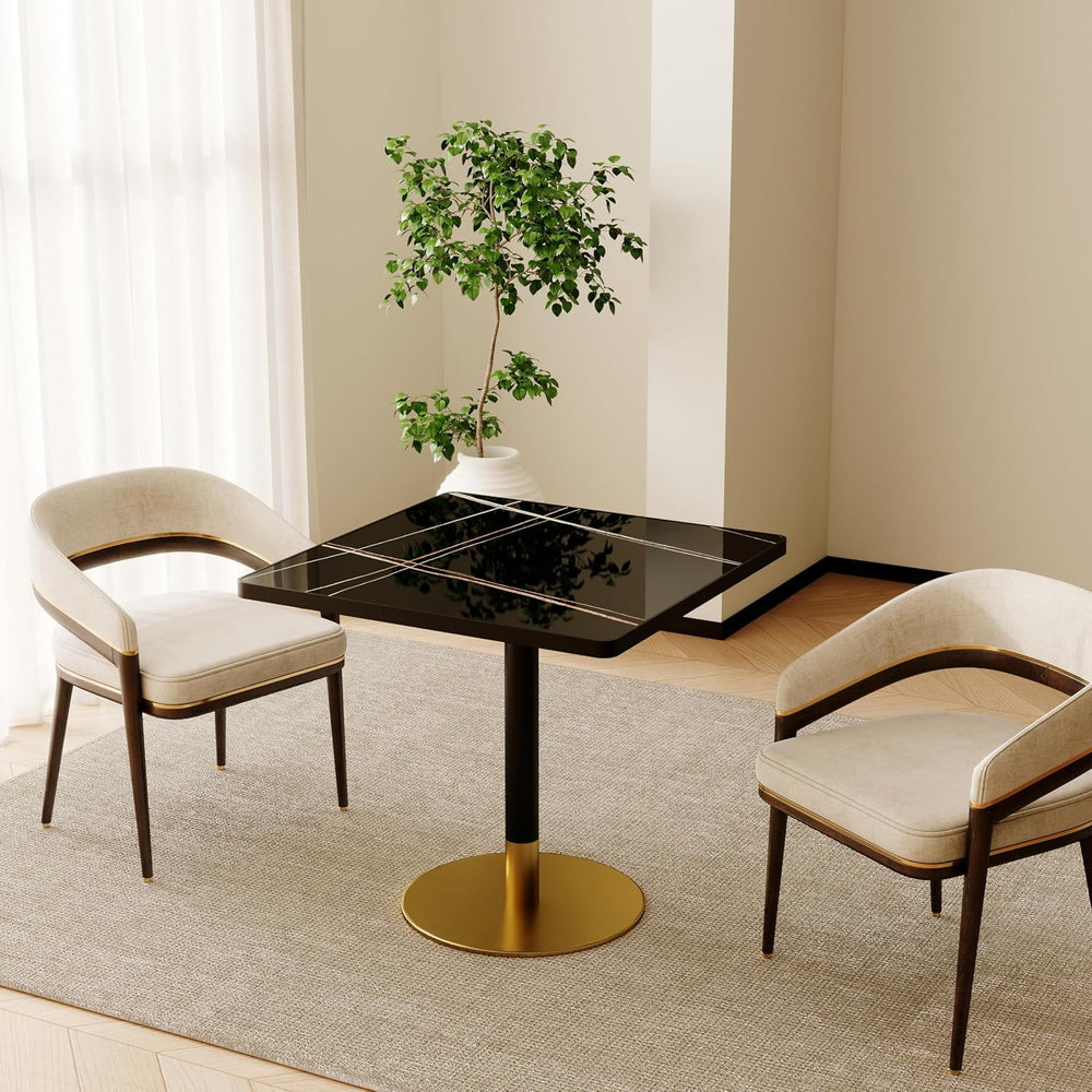 Henf 31.5'' Square Dining Tulip Table for 2 4, Modern Black Faux Marb...