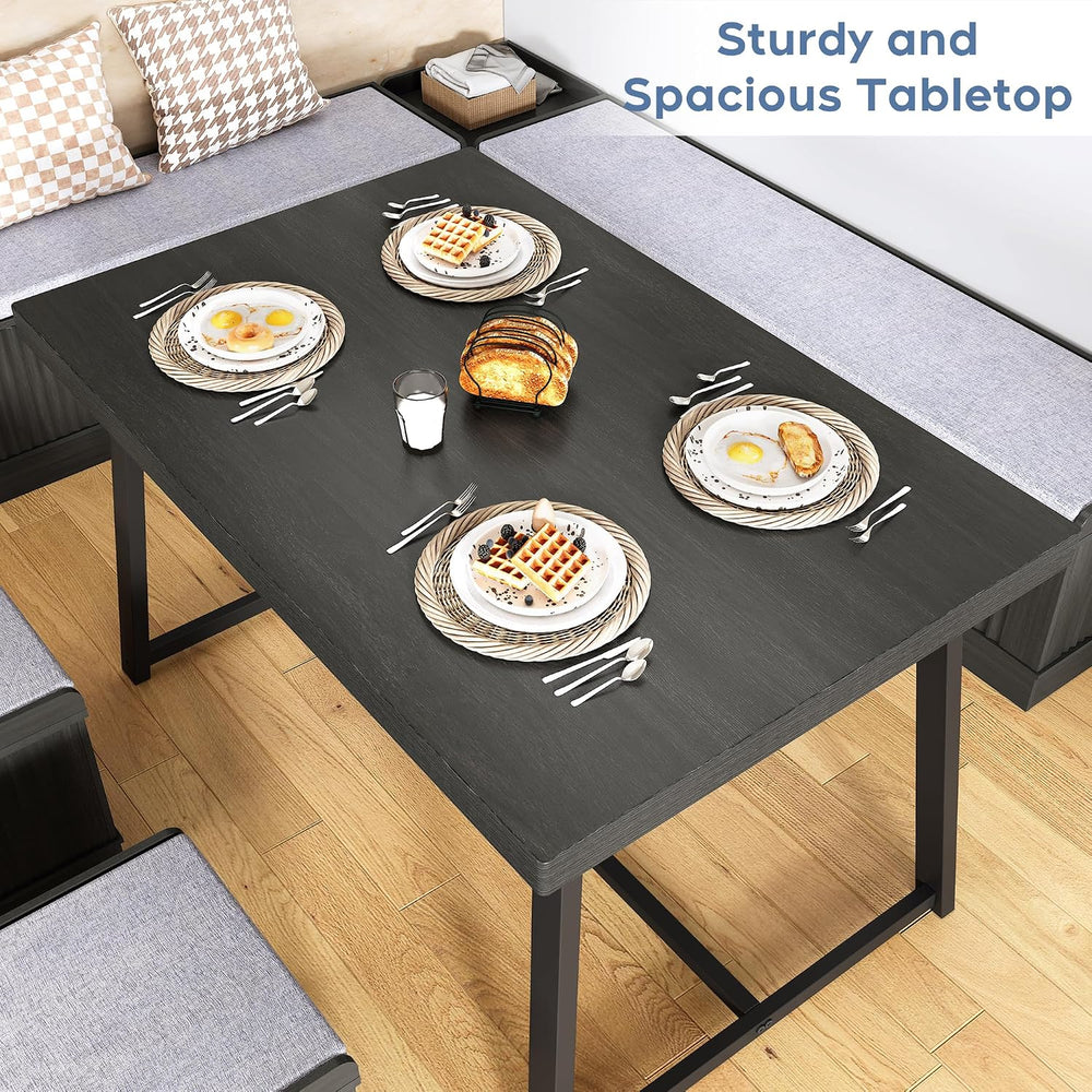 XIAO WEI Corner Dining Table Set, 6-Piece Breakfast Nook Dining Set with Stor...