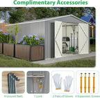 Metal Storage Shed 11x13 FT Outdoor, Metal Steel Utility Tool Shed Storage House with Double Lockable Doors & Air Vent for Backyard Garden Patio Lawn Gray