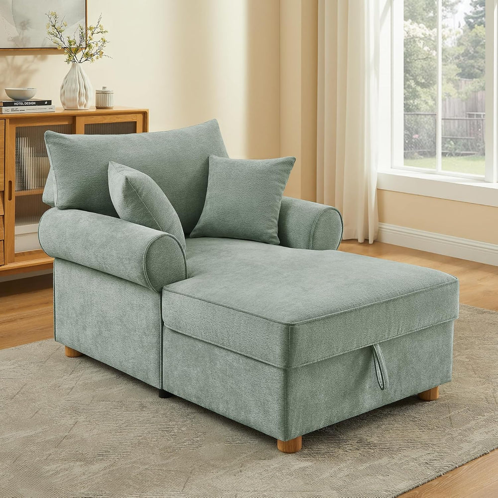 VANOMi Oversized Chaise Lounge Chair Indoor, Comfy Reading Chair with Storage...