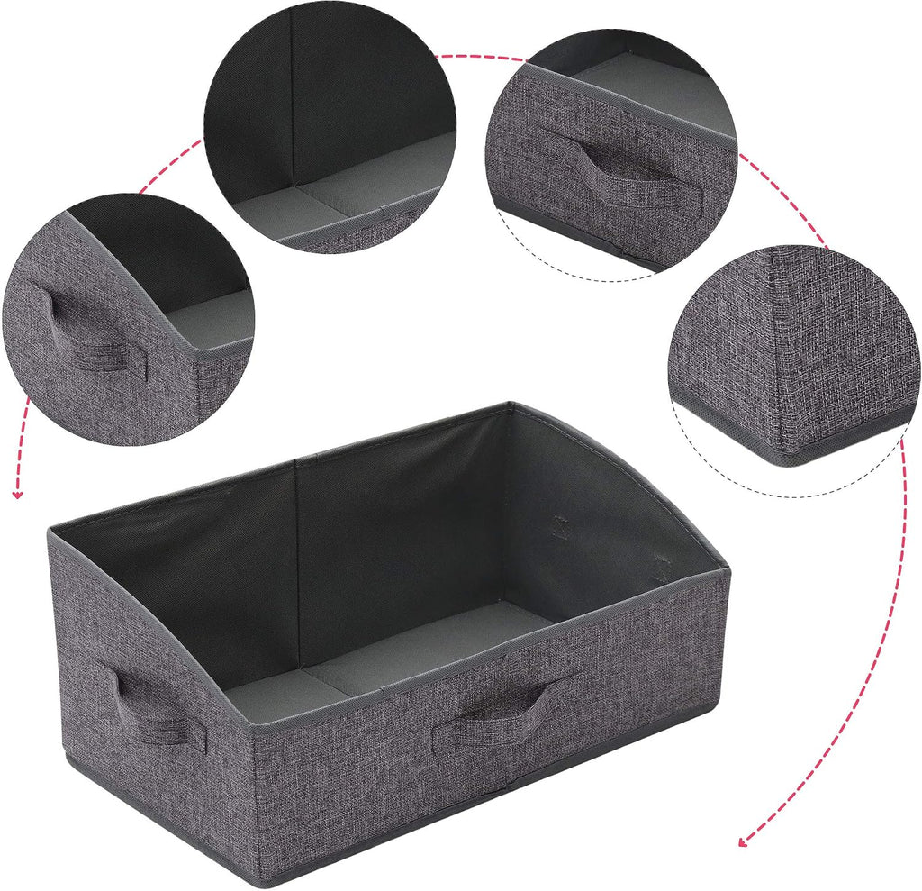 TENABORT 5 Pack Trapezoid Large Foldable Closet Storage Bins with Handle, Fabric Storage Organizer Cube Cloth Containers Linen Box Shelf Baskets for Clothes Clothing Shelves Wardrobe