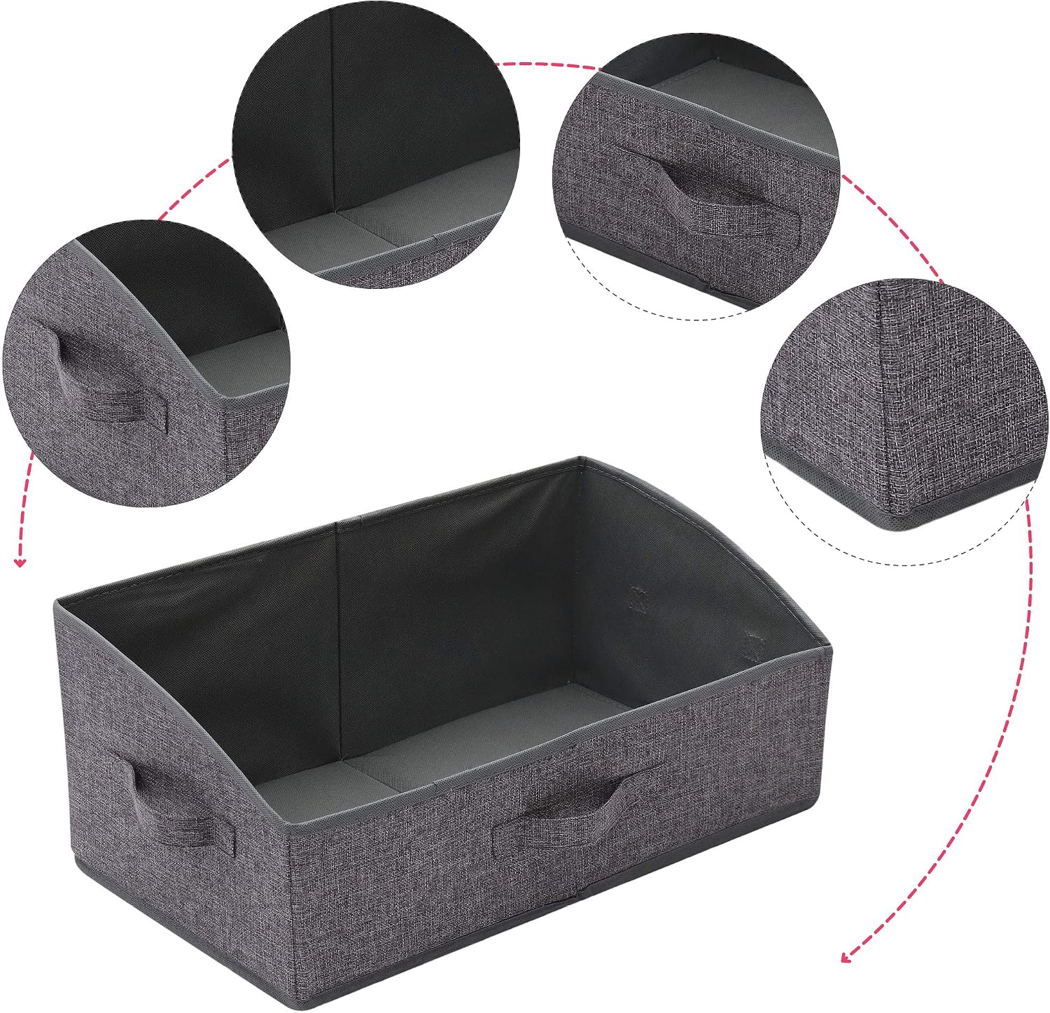 TENABORT 5 Pack Trapezoid Large Foldable Closet Storage Bins with Handle, Fabric Storage Organizer Cube Cloth Containers Linen Box Shelf Baskets for Clothes Clothing Shelves Wardrobe