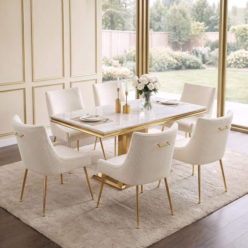WUTUTUEE Velvet Dining Chairs Set of 6 Gold Legs,Upholstered Velvet Accent Ch...