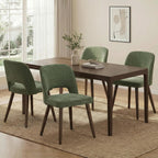 Usaint Wooden Dining Chairs Set of 4, 19.3" Modern Fabric Upholstered Dining Room Chair with Ergonomic Curved Backrest for Kitchen Dining Room and Restaurant, Green