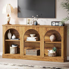 Tribesigns TV Consoles with Storage Cabinets, Television Stand for 55/60/65 Inch TV, Farmhouse Media Entertainment Center Stand for Living Room, Natural Wood